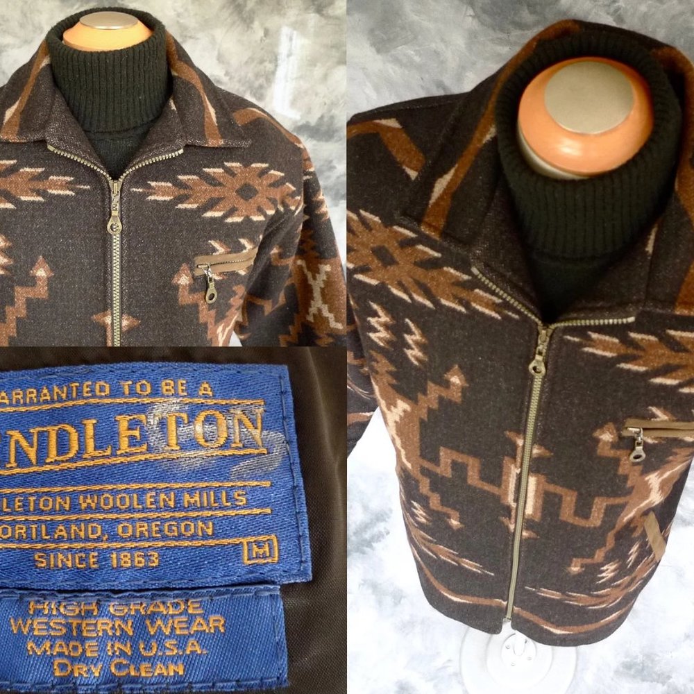 Rare Vintage Pendleton High Grade Western Wear Wool Blanket Jacket Coat - Picture 2 of 10